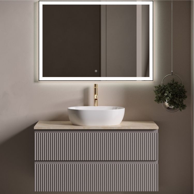 Столешница для ванной комнаты SANCOS 1000х460 с отверстием под смеситель, цвет kreman, артикул TT100A2X, TT100A2X