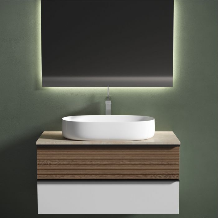 Столешница для ванной комнаты SANCOS 1000х460 с отверстием под смеситель, цвет kreman, артикул TT100A2X, TT100A2X