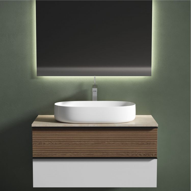 Столешница для ванной комнаты SANCOS 1000х460 с отверстием под смеситель, цвет kreman, артикул TT100A2X, TT100A2X