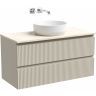 Тумба подвесная SANCOS Snob R, Beige Soft 995х445х500, под столешницу без отверстия под смеситель, цвет Kreman, SNR100CE
