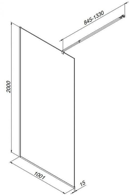 Душевая перегородка AM.PM Func 100 W84WI-100-F1-BTE профиль Черный стекло прозрачное