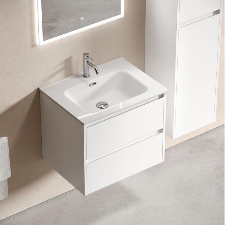 Тумба подвесная SANCOS под раковину Libra, белый глянец 590х450х500 мм, LB60W