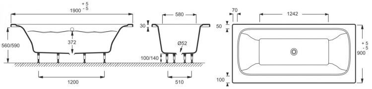 Ванна Jacob Delafon Elite 190х90 E6D033-00 из материала Flight Ванна Jacob Delafon Elite 190х90 E6D033-00 из материала Flight