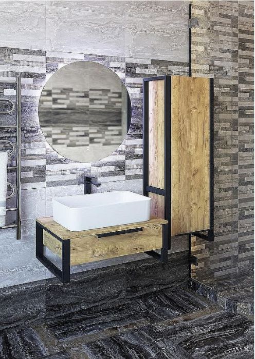 Шкаф пенал Sanflor Гард 43 С22583 Дуб крафт золотой Черный