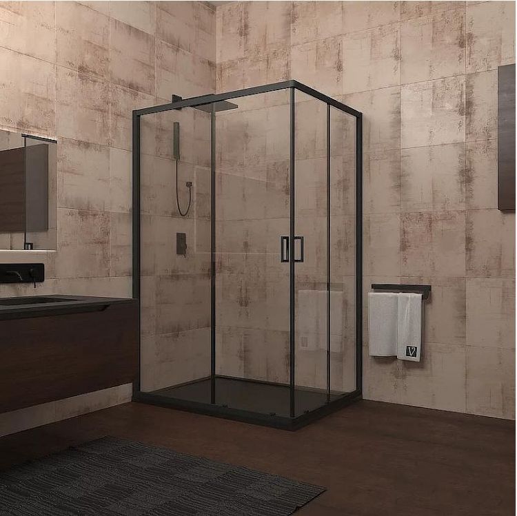 Душевой уголок Veconi Rovigo RV-14 100x80 RV14-10080-01-C5 профиль Черный матовый стекло прозрачное