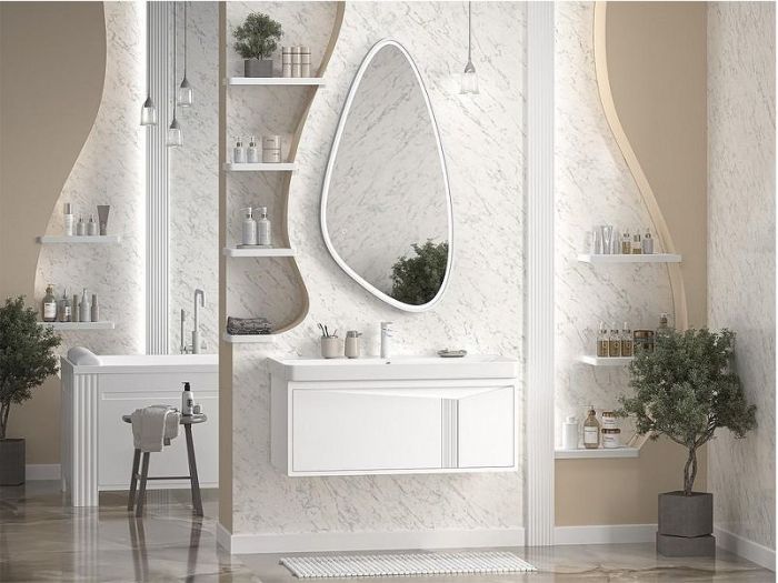 Тумба с раковиной Brevita Cascade 100 УТ000025515 подвесная Белая матовая