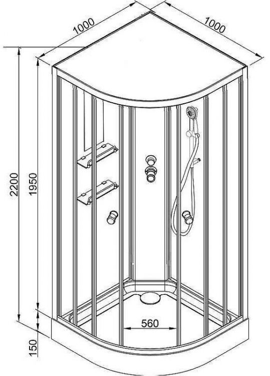 Душевая кабина Avacan 100 EM1510NLED без гидромассажа