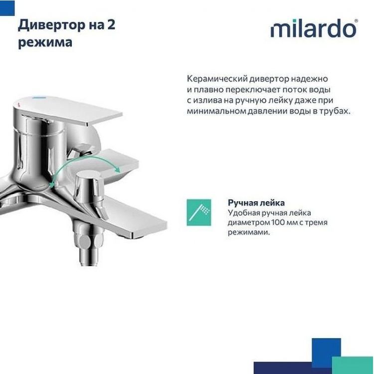 Смеситель для ванны Milardo Azure AZUSB00M02 Хром