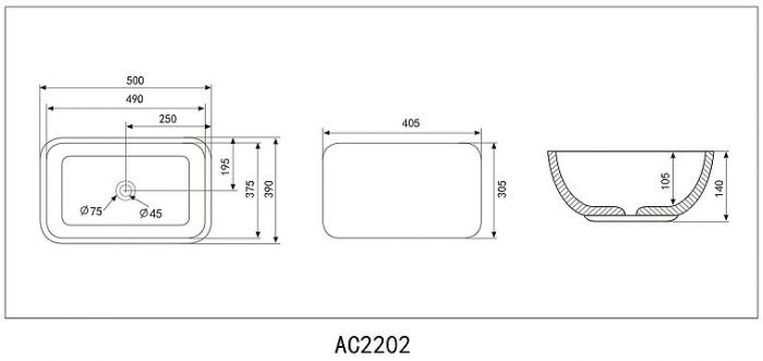 Раковина-чаша Abber Rechteck 50 AC2202 Белая