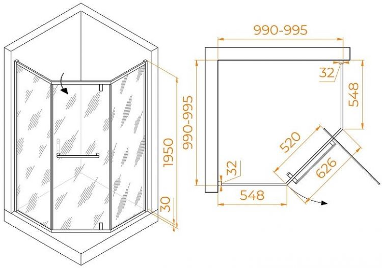 Душевой уголок RGW Hotel HO-084B 100х100 350608400-14 профиль Черный стекло прозрачное