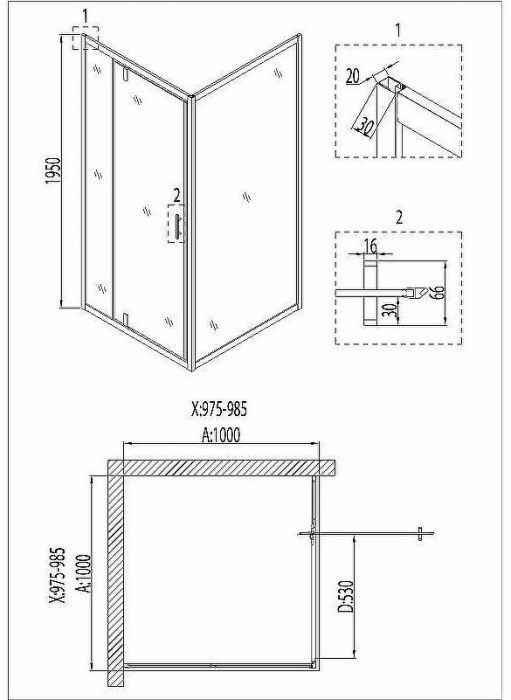 Душевой уголок Niagara Nova 100х100 NG-6602 профиль Хром стекло прозрачное