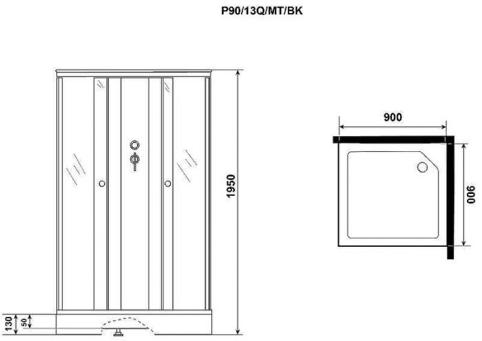 Душевая кабина Niagara Promo 90x90 P90/13Q/MT/BK без гидромассажа