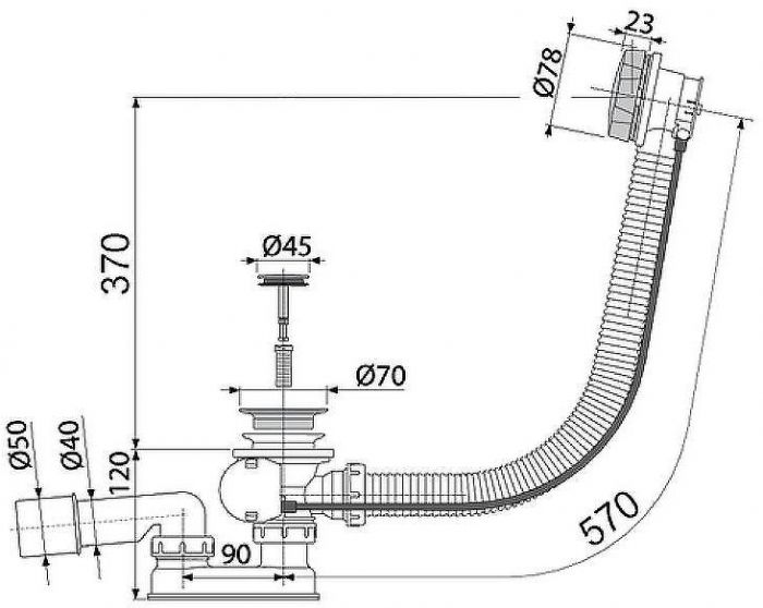 Слив-перелив Alcaplast A55Antic-RU-01 полуавтомат Бронза
