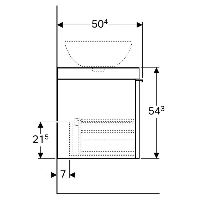 Тумба под раковину Geberit Citterio 73.4x54.3x50.4, темный дуб, черное стекло [500.558.JJ.1]