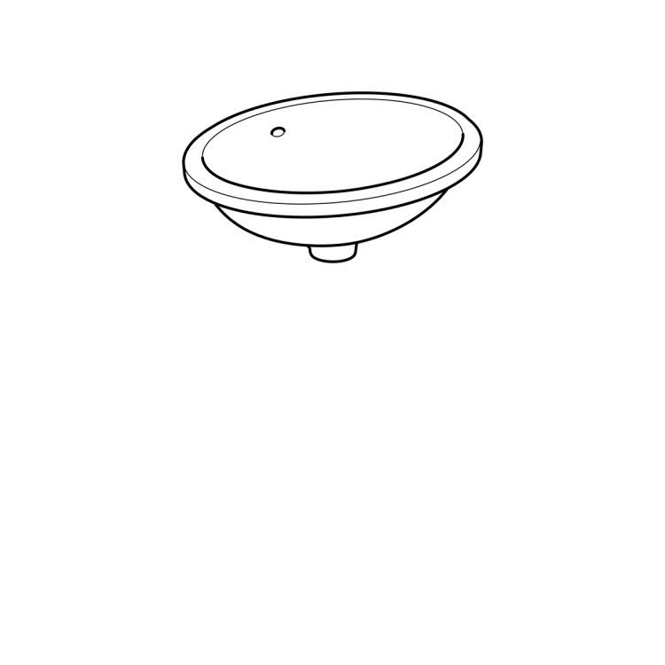 Раковина Geberit VariForm с установкой под столешницу овальной формы, Т1=42х33 см, без отв. под смеситель, с отв. перелива [500.748.01.2]