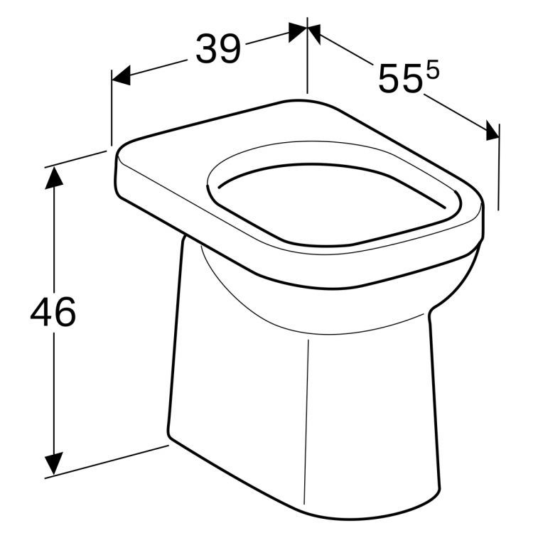 Унитаз напольный Geberit Renova Comfort Square, 6л, г/в  [218500000]