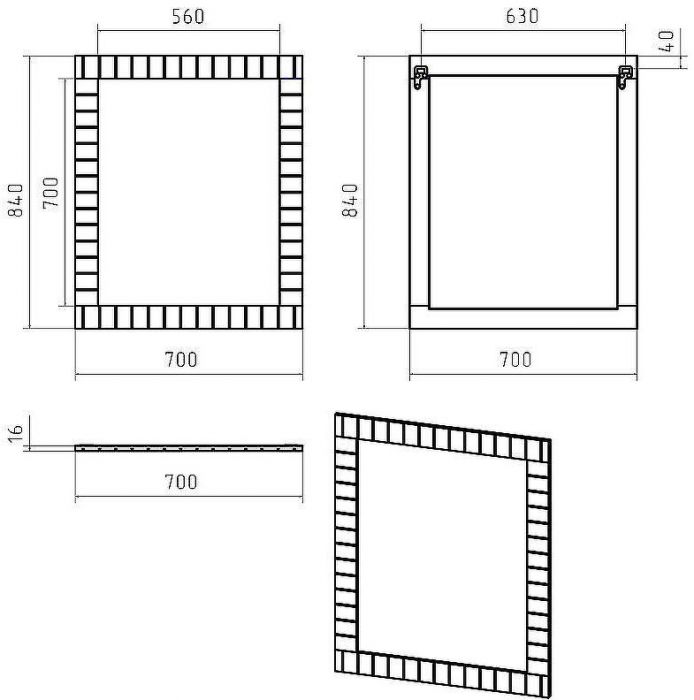 Зеркало Brevita Gloster 70 GLOS-02070-48-2 Графит матовый