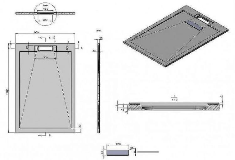 Душевой поддон из искусственного камня Esbano Luxe ESP-LX128W 120x80 ESPLX 128W Белый матовый Душевой поддон из искусственного камня Esbano Luxe ESP-LX128W 120x80 ESPLX 128W Белый матовый