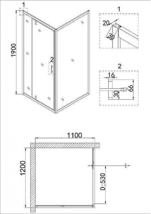 Душевой уголок Niagara Nova 120х110 NG-43-12AG-A110G профиль Холодное золото стекло прозрачное