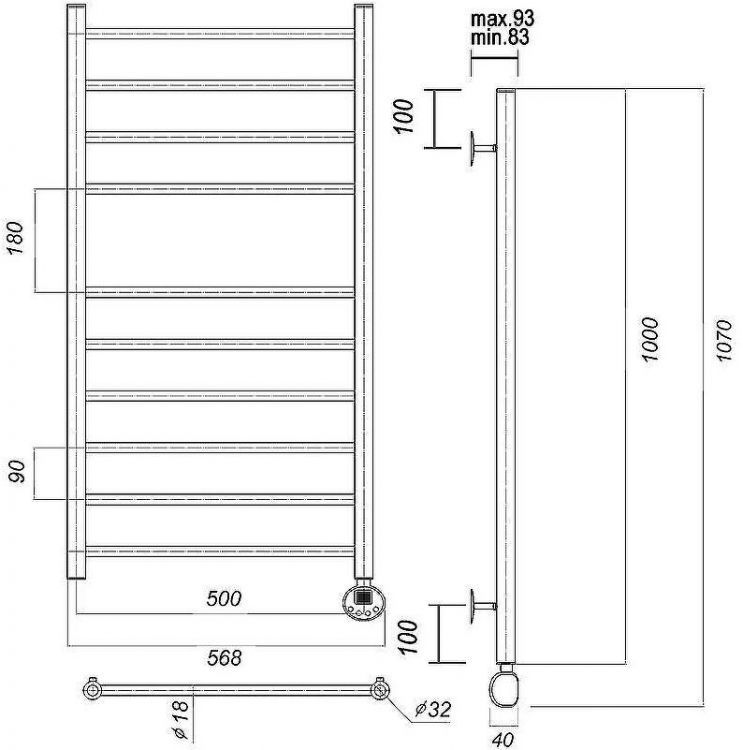 Электрический полотенцесушитель Domoterm Медея П10 500x1000 ER Хром Электрический полотенцесушитель Domoterm Медея П10 500x1000 ER Хром