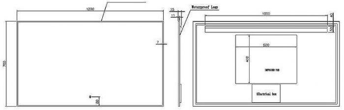 Зеркало Boheme Modern 120x70 543-120-B с подсветкой Черное с сенсорным выключателем и подогревом