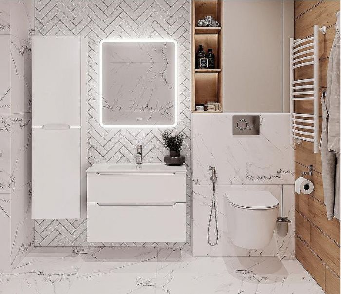 Тумба под раковину BelBagno Etna-H60 80 ETNA-H60-800-2C-SO-BL-P подвесная Bianco Lucido