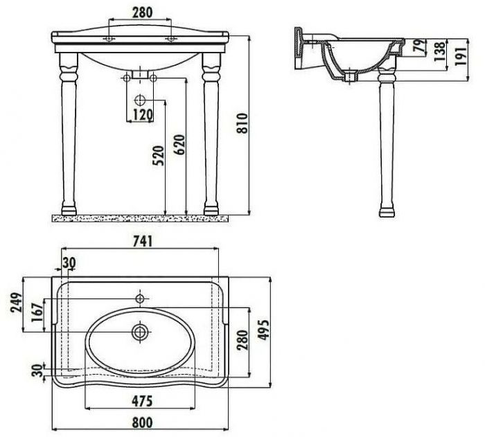 Раковина Creavit Antik 80 AN080-00CB00E-0000 Белая