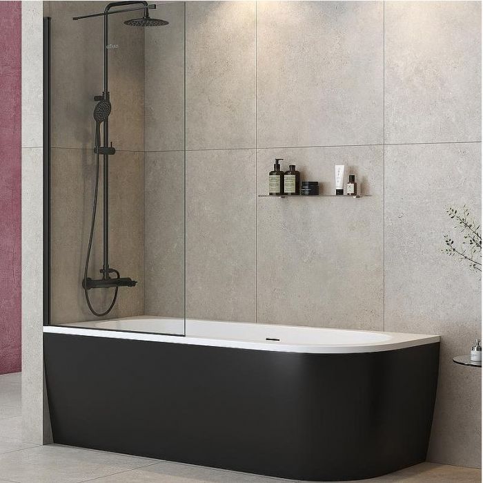 Шторка на ванну Cezares Liberta 90 LIBERTA-V-1-TB-90/155-C-NERO профиль Черный матовый стекло прозрачное