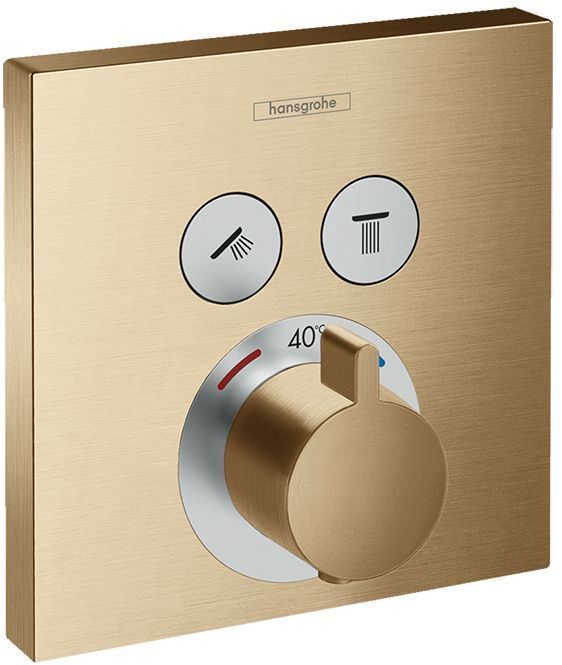 Hansgrohe ShowerSelect Смеситель для душа, термостатический, на 2 источника, внешняя часть, цвет: шлифованная бронза