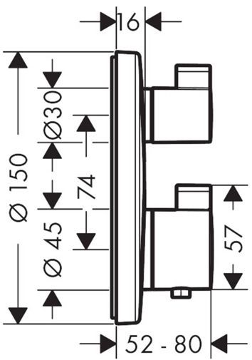 Hansgrohe Ecostat S Термостат с запорным/переключающим вентилем Ecostat S, СМ, шлиф. Бронза