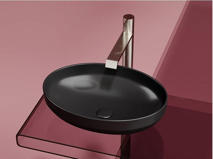 Умывальник CERAMICANOVA Element чаша накладная овальная (цвет Чёрный Матовый) CN6056MB