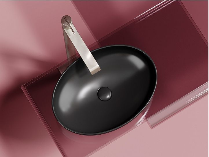 Умывальник CERAMICANOVA Element чаша накладная овальная (цвет Чёрный Матовый) CN6056MB