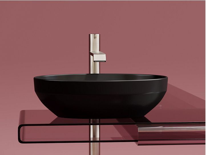 Умывальник CERAMICANOVA Element чаша накладная овальная (цвет Чёрный Матовый) CN6056MB