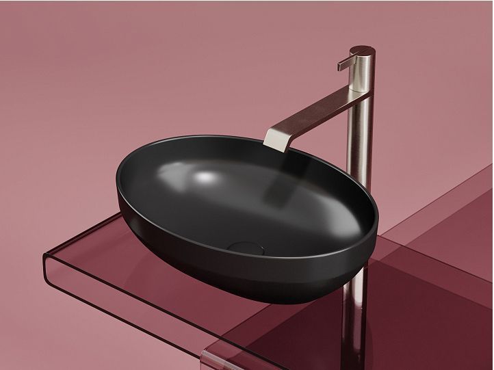 Умывальник CERAMICANOVA Element чаша накладная овальная (цвет Чёрный Матовый) CN6056MB