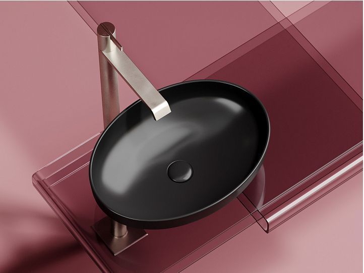 Умывальник CERAMICANOVA Element чаша накладная овальная (цвет Чёрный Матовый) CN6056MB
