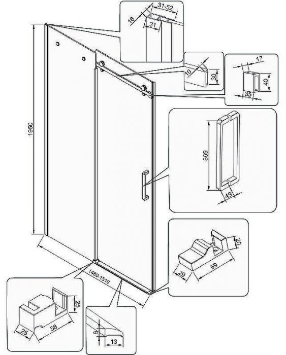 Душевая дверь Veconi Vianno VN-74 150 VN74-150-01-C4 профиль Хром стекло прозрачное