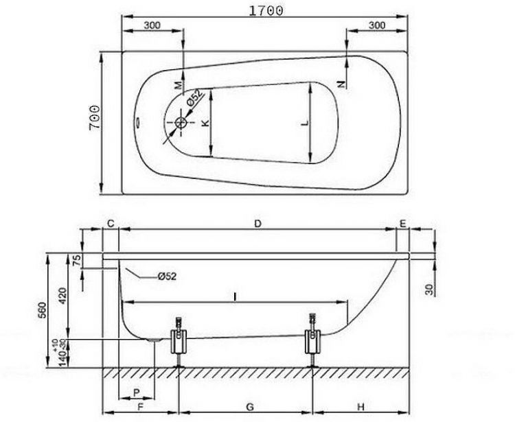 Стальная ванна Bette Form 170x70 2945-000 AD PLUS с шумоизоляцией и антигрязевым покрытием