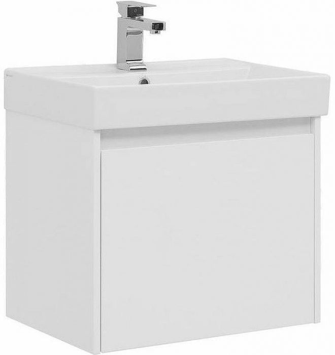 Тумба с раковиной Aquanet Nova Lite 60 245029 подвесная Белая глянцевая