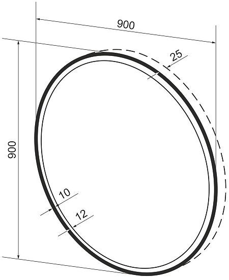 Зеркало Wellsee 7 Rays' Spectrum 90 172200260 с подсветкой цвет Черный матовый с сенсорным выключателем