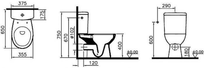 Унитаз компакт Vitra S10 SmoothFlush 9864B003-7201 с бачком и сиденьем Микролифт