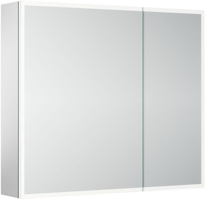 Зеркальный шкаф SANCOS для ванной комнаты из алюминия SANCOS Evoke 800x700х136 мм с LED подсветкой арт. SC8080