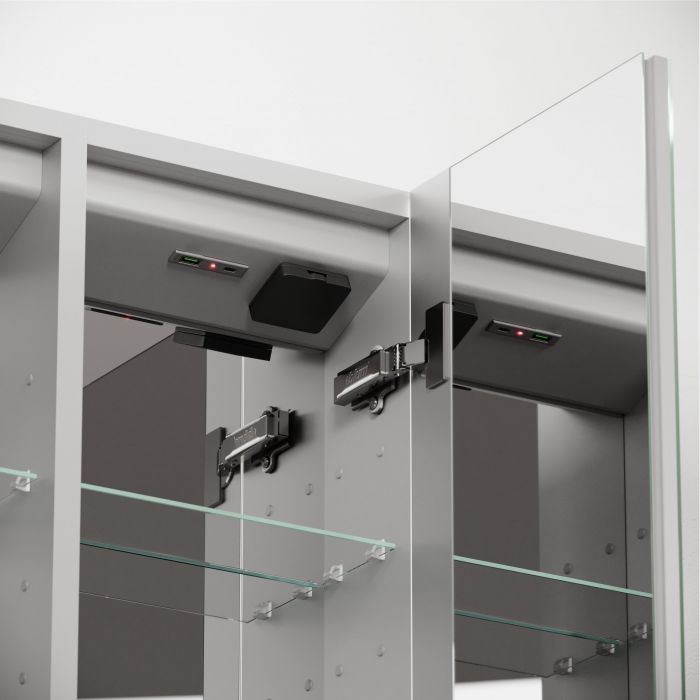 Зеркальный шкаф SANCOS для ванной комнаты из алюминия SANCOS Evoke 800x700х136 мм с LED подсветкой арт. SC8080