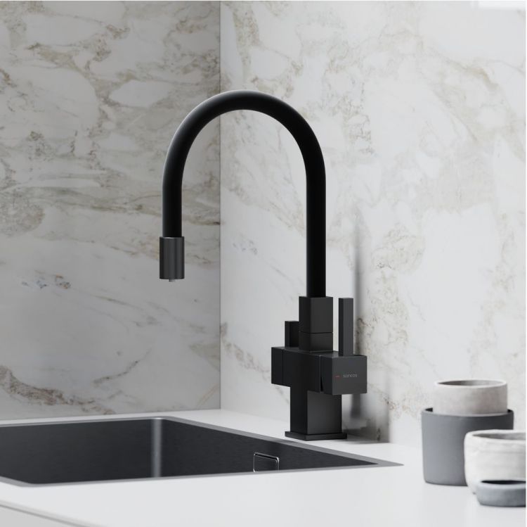Смеситель для кухни Sancos Arno с гибким изливом, цвет матовый черный/черный, SC4005MB