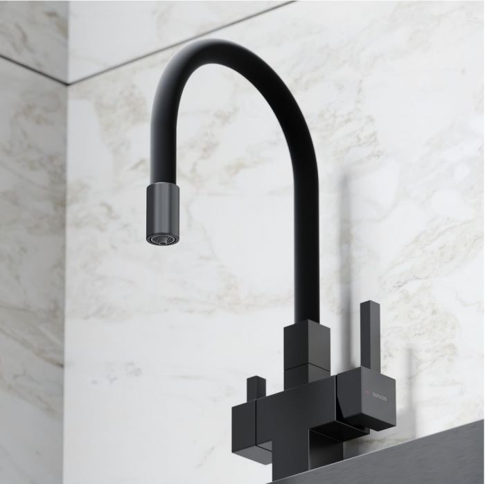 Смеситель для кухни Sancos Arno с гибким изливом, цвет матовый черный/черный, SC4005MB