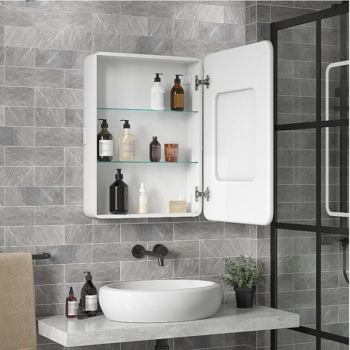 Зеркальный шкаф Reflexion Circle 550х800 R RF2106SR с подсветкой Белый матовый