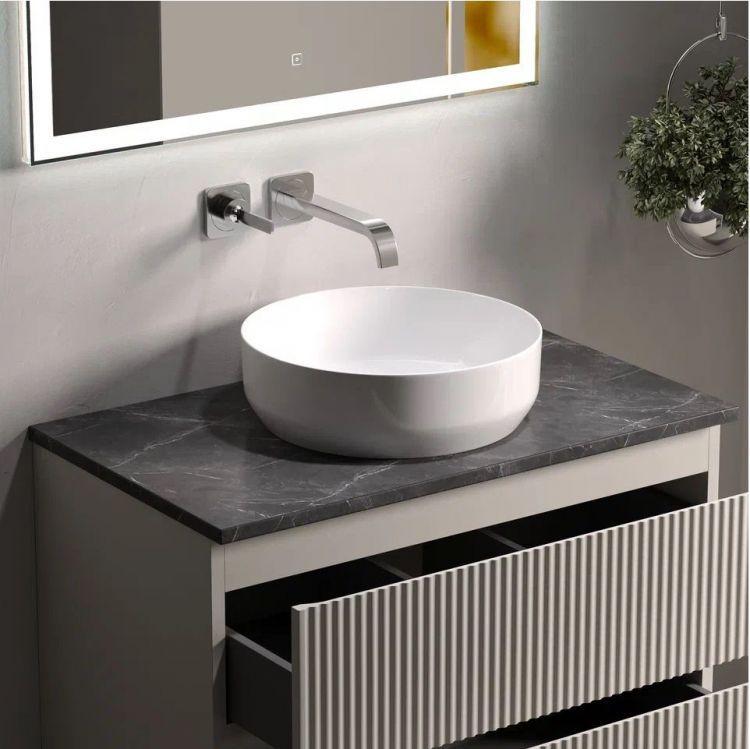 Столешница для ванной комнаты SANCOS 800х460 без отверстия под смеситель, цвет black sky, артикул TT80A1, TT80A1