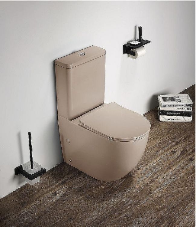 Унитаз компакт CeramaLux 2166XMC Капучино матовый с бачком и сиденьем Микролифт