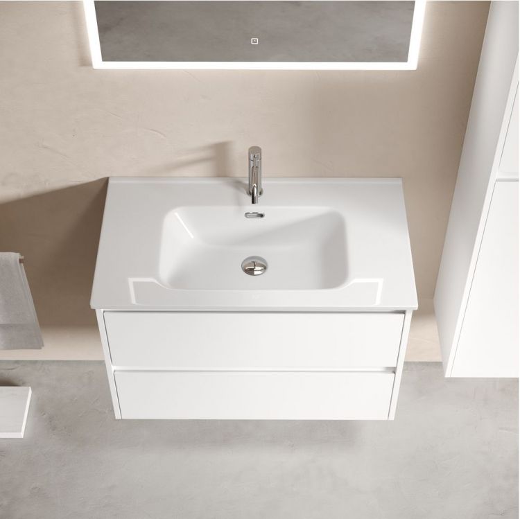 Тумба подвесная SANCOS под раковину Libra, белый глянец 790х450х500 мм, LB80W