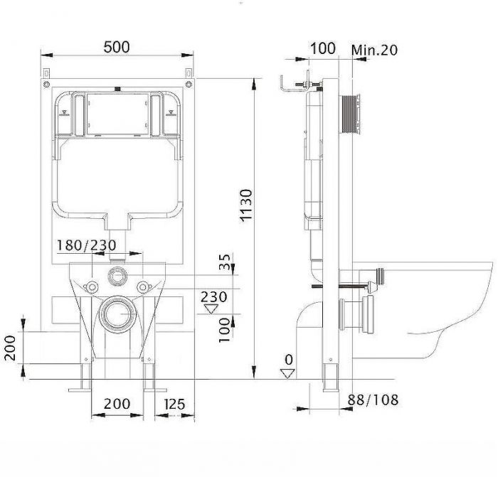 Инсталляция Aquatek INS-0000020 для унитаза без клавиши смыва