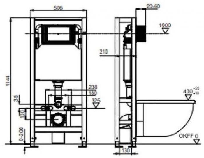 Инсталляция Tece Spring K500393 для унитаза без клавиши смыва